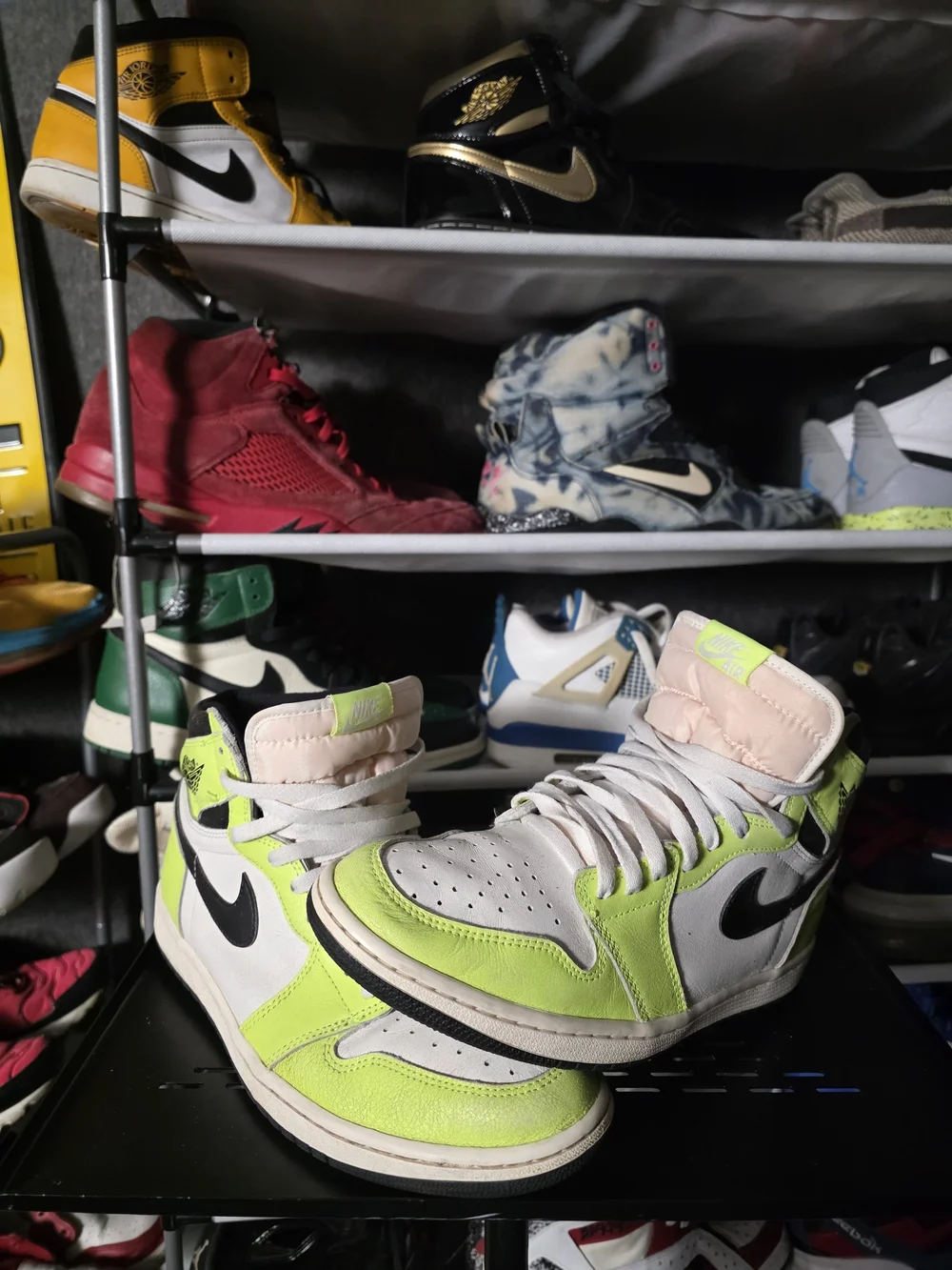 🔥 Nike Air Jordan 1 High Neon Green/Black/White Visionaire Men Size 10.5